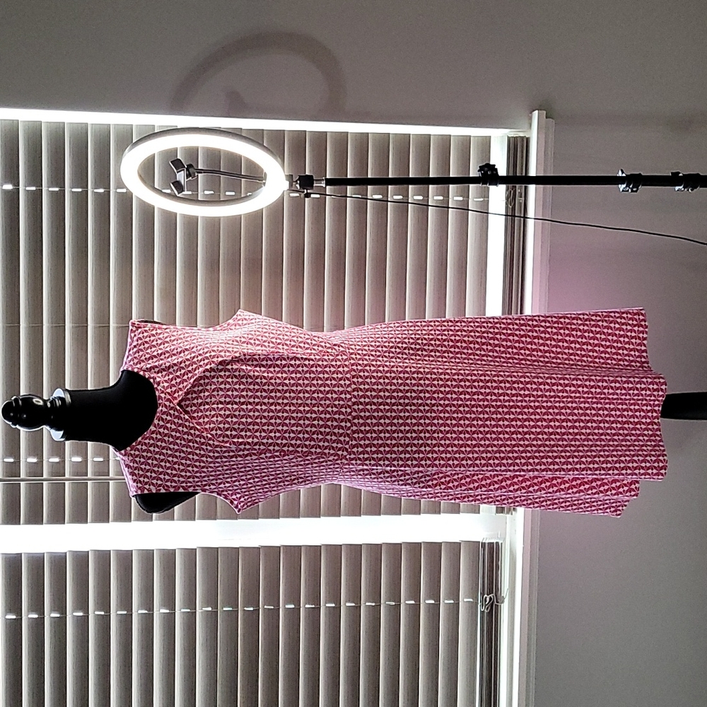 NWOT, Pink multi sleeveless cotton A-line midi summer dress.